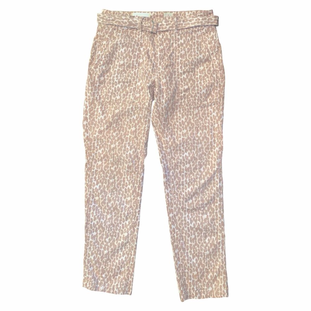 Anthropologie The Wanderer Pants Women's 27 Brown Animal Print Linen Ankle Y2K